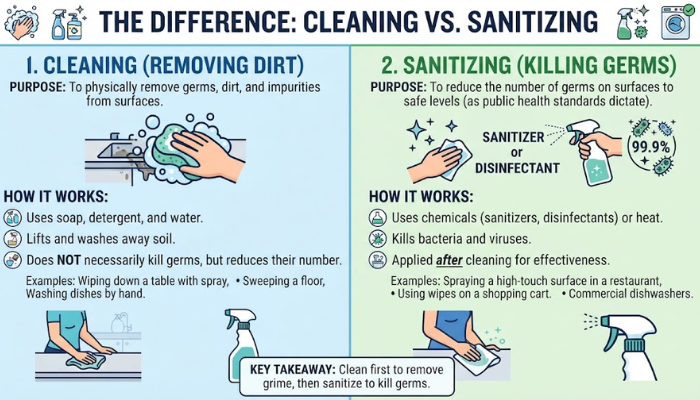 what is the difference cleaning and sanitizing